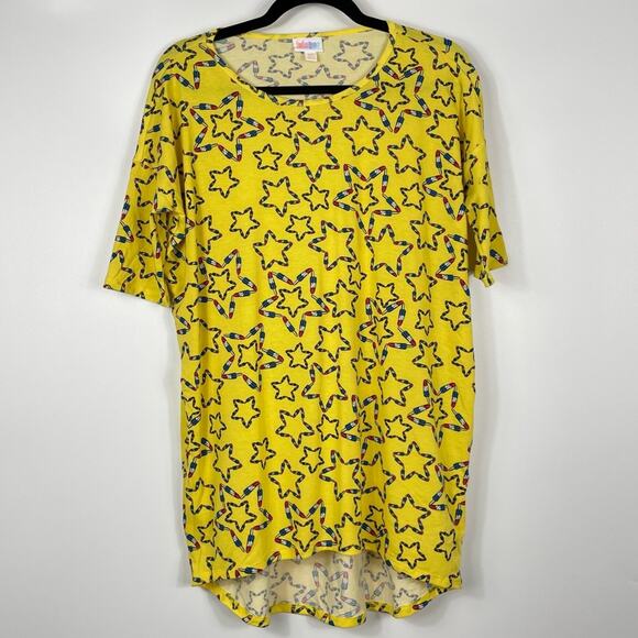 Lularoe Irma Tunic Women's XXS Novelty Popsicle Star Print Patriotic Yellow - Picture 1 of 11